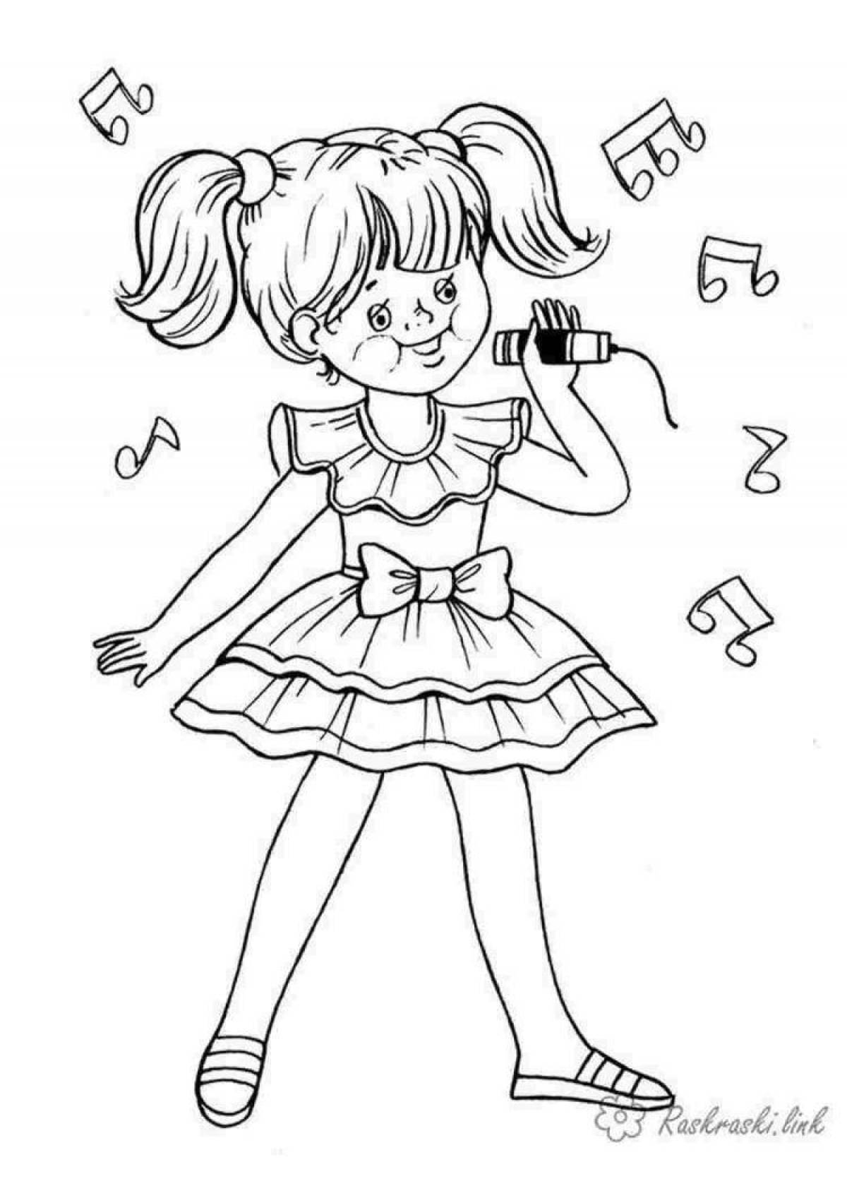 Photo Attractive singer coloring pages for kids