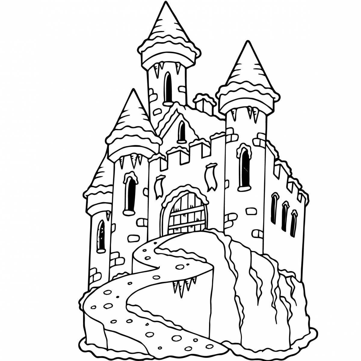 Snow Queen glittering palace coloring page