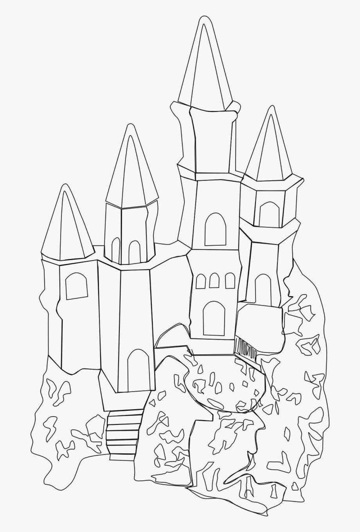 Coloring page of the dazzling snow queen's palace