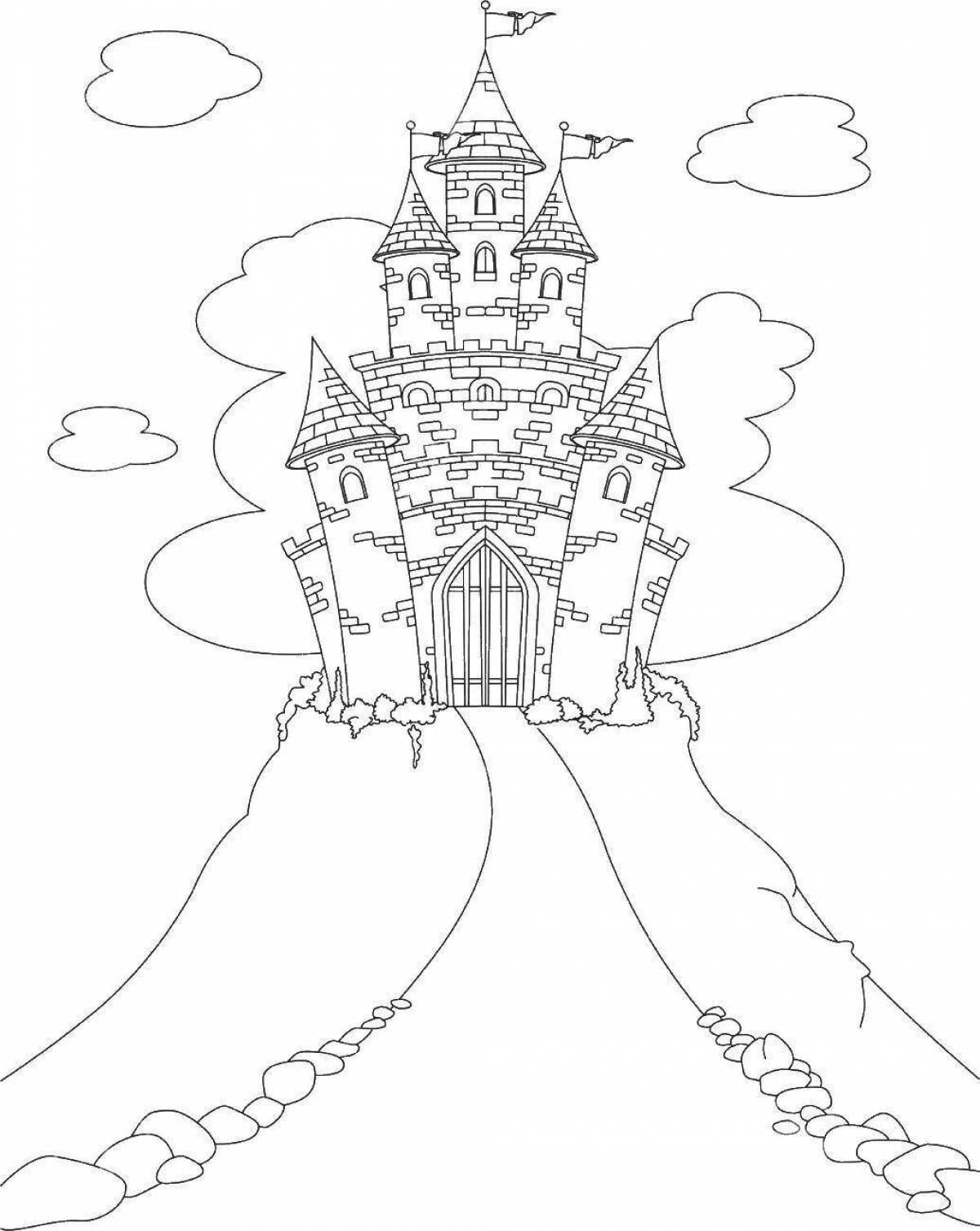 Coloring page of the grandiose palace of the snow queen