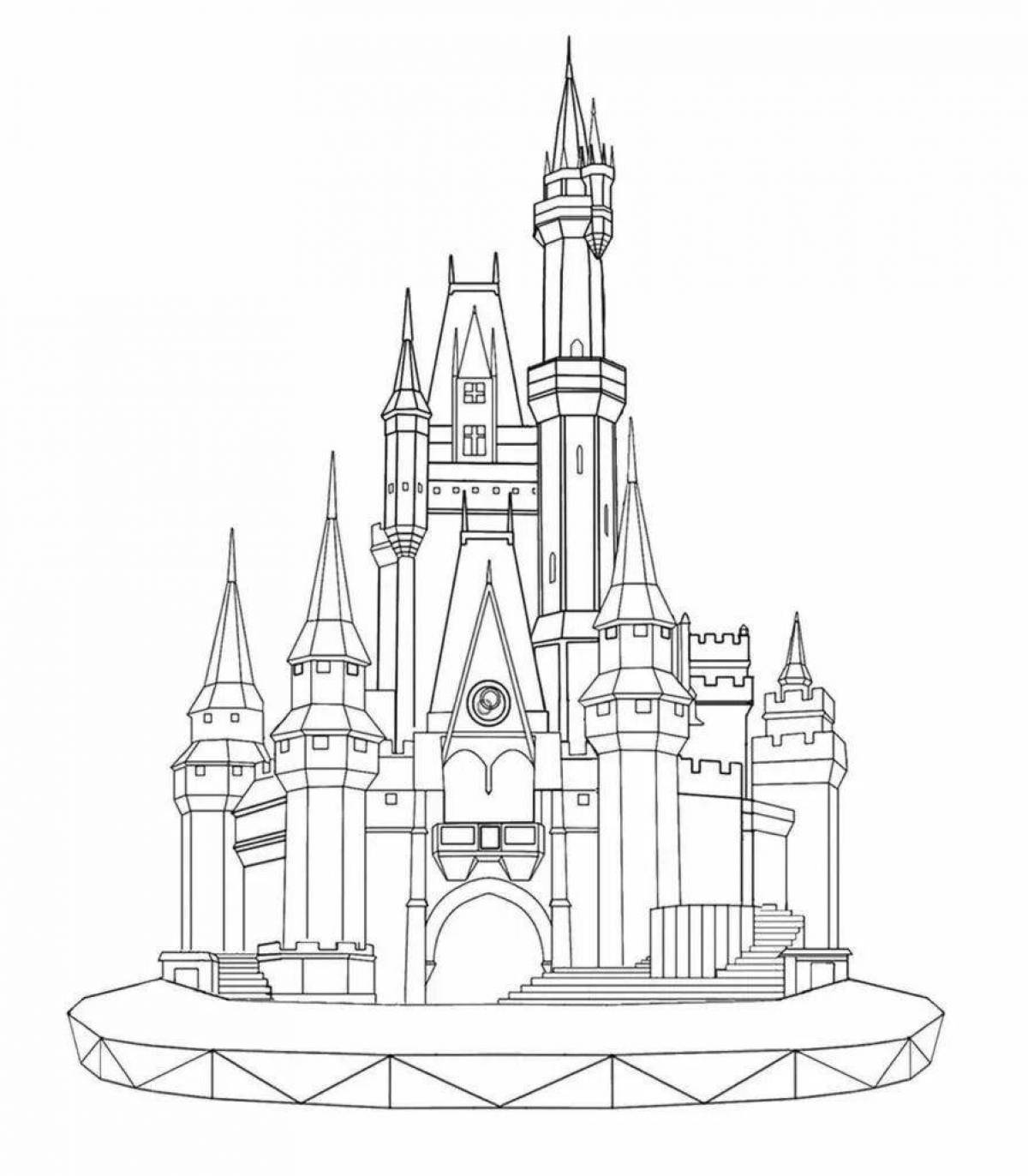 Coloring page of the magnificent palace of the snow queen