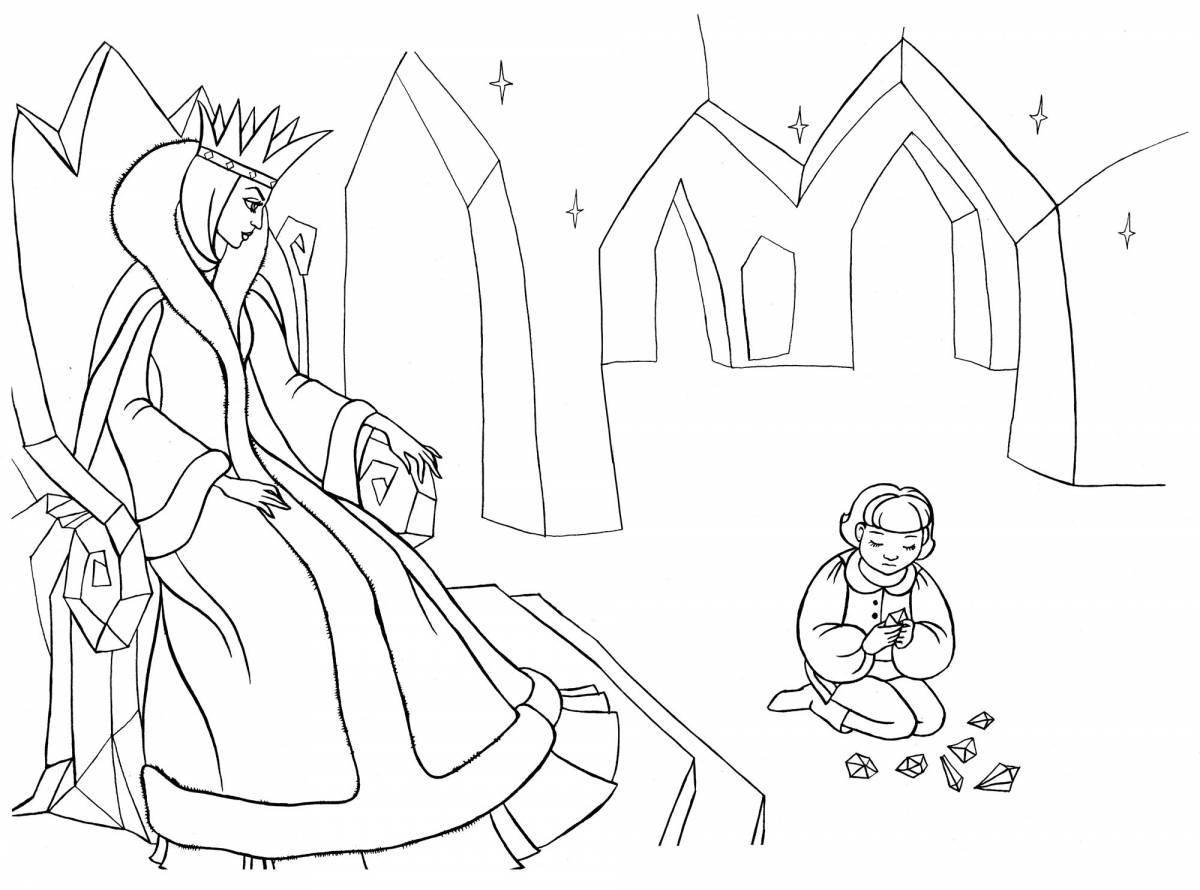 Coloring book glowing palace of the snow queen