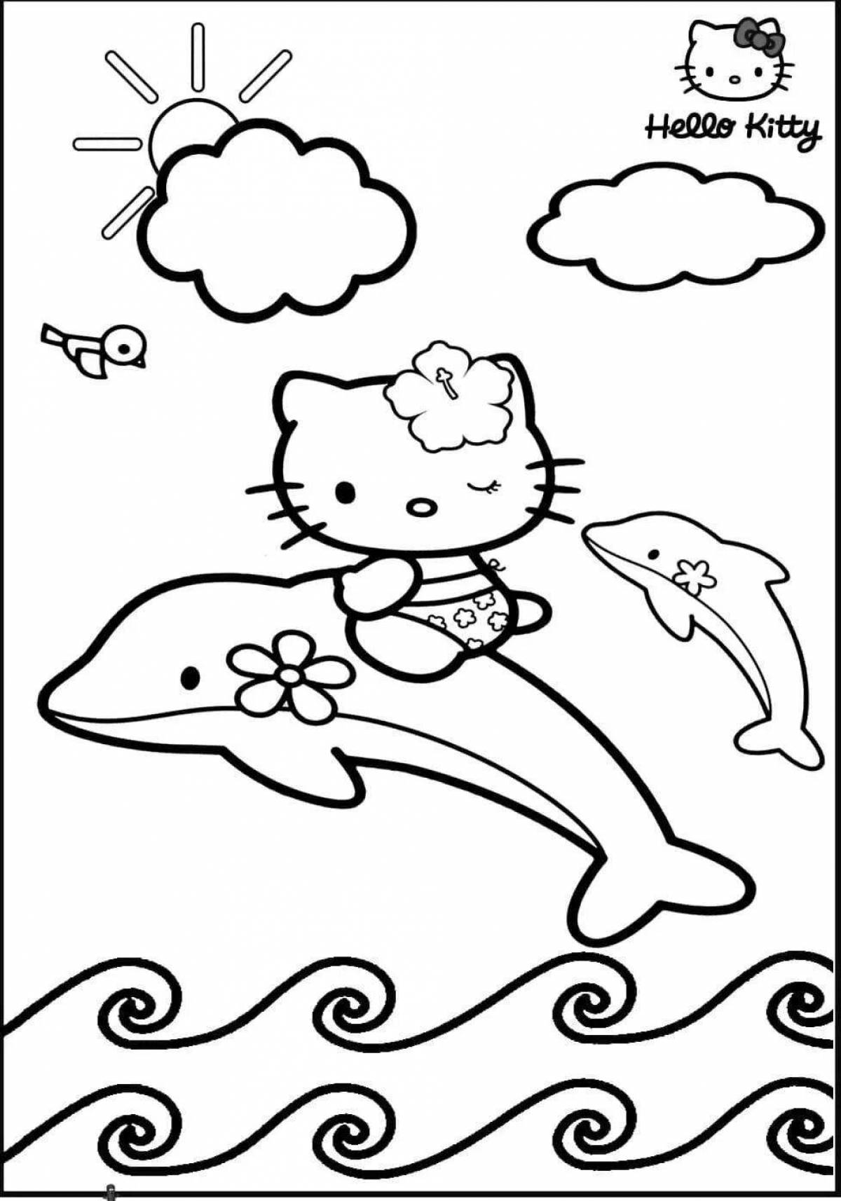 Очаровательная страница раскраски hello kitty mermaid