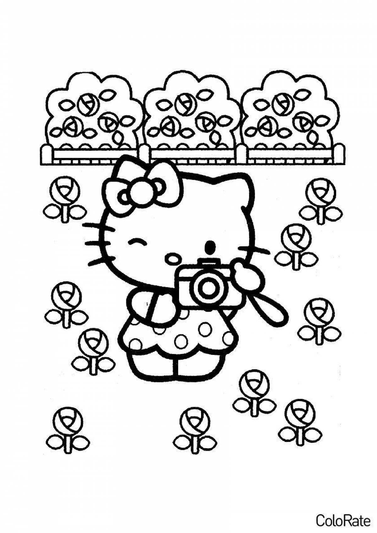 Adorable hello kitty mermaid coloring page