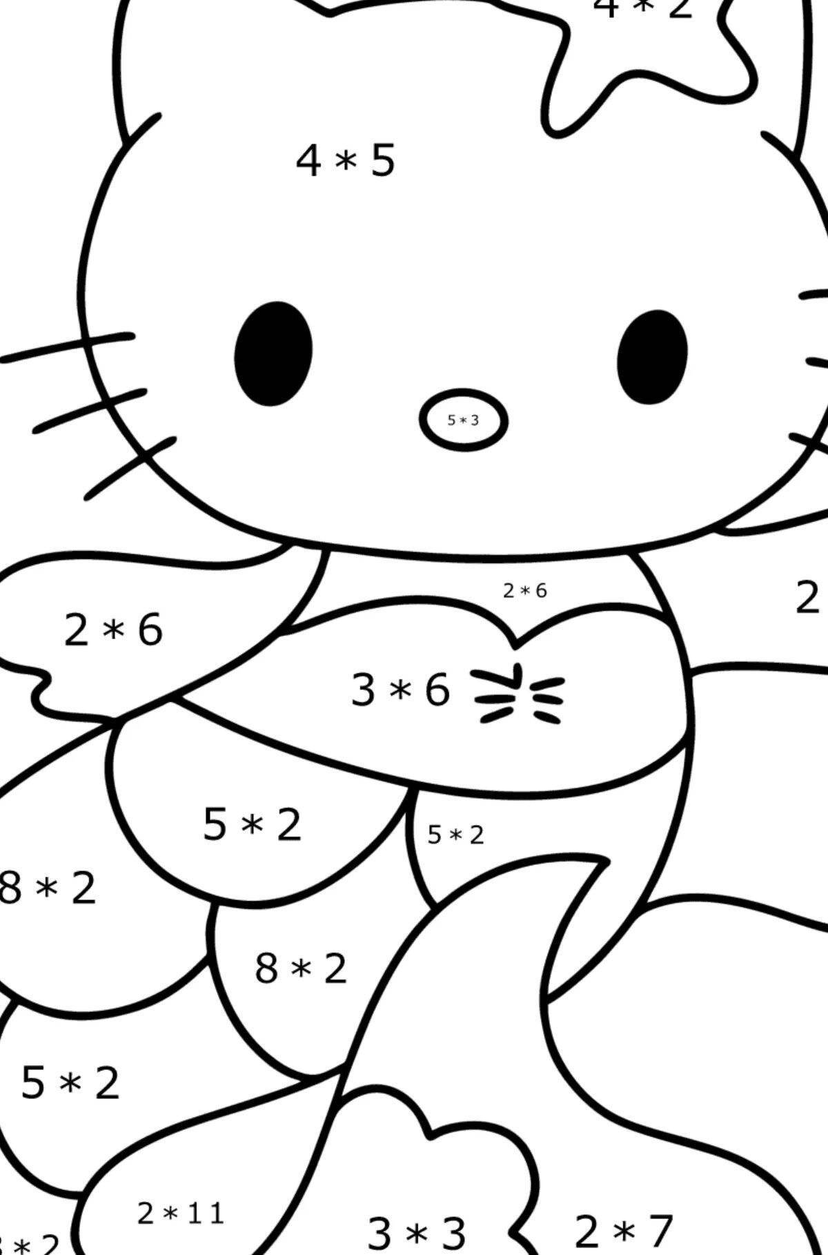 Awesome hello kitty mermaid coloring page