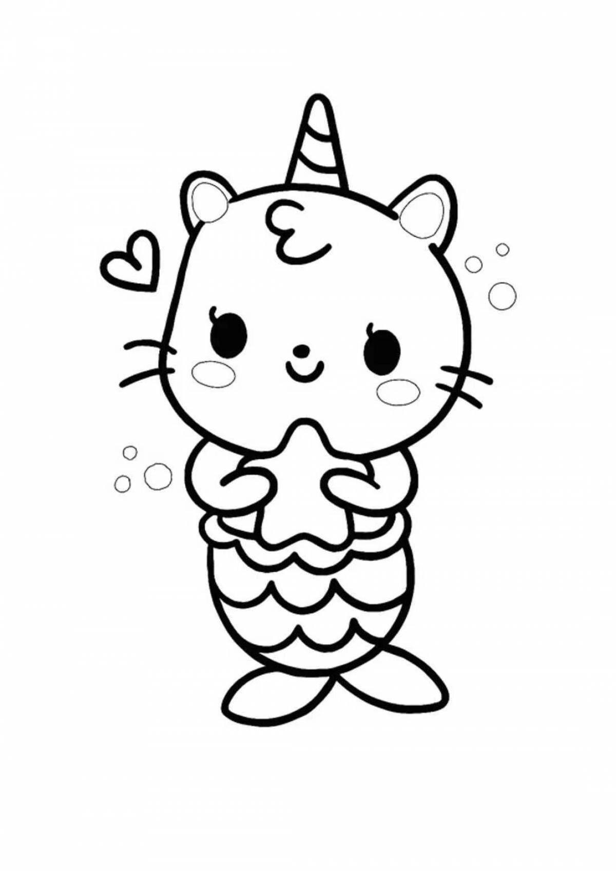 Colorful hello kitty mermaid coloring page