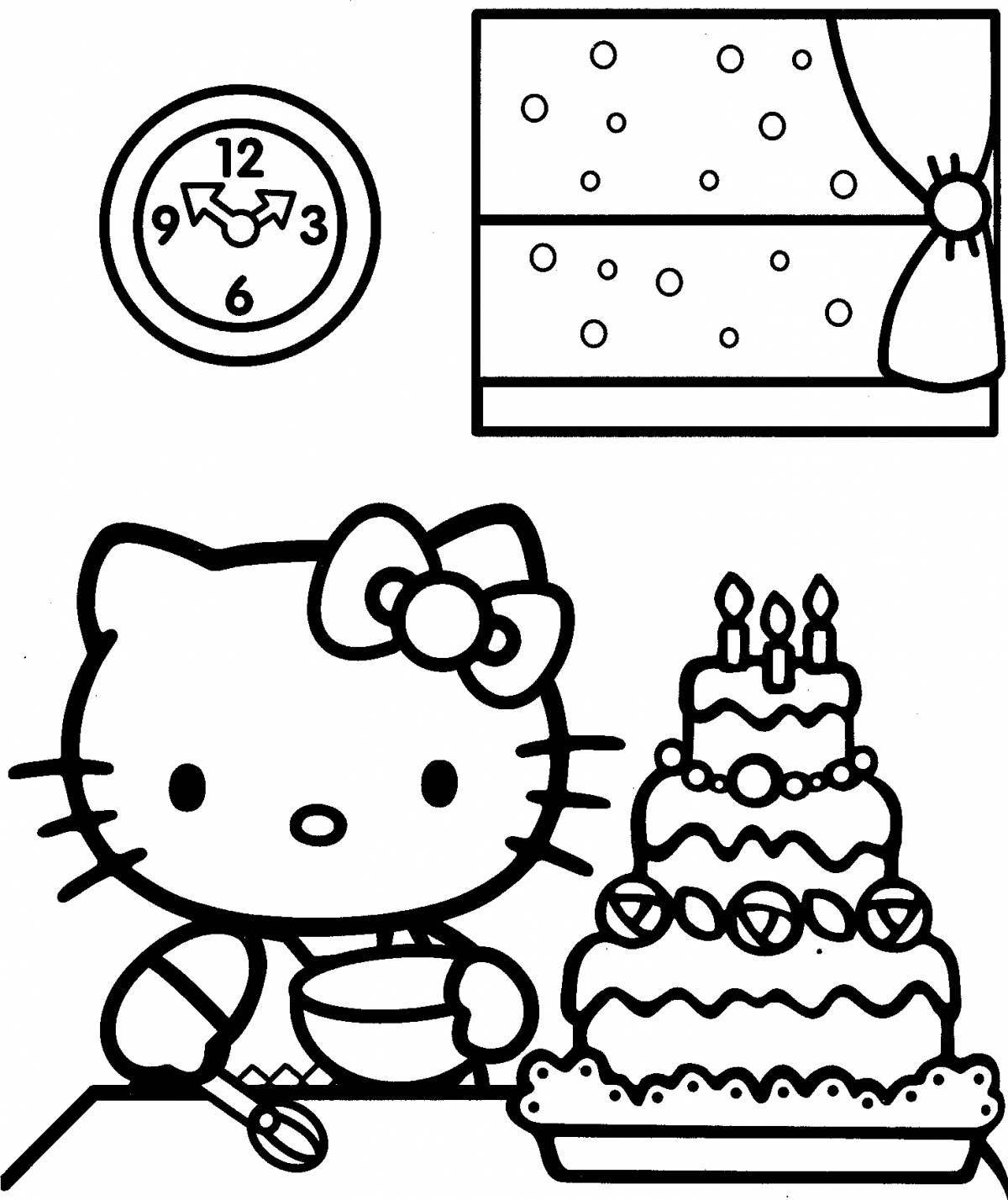 Sparkly hello kitty mermaid coloring page