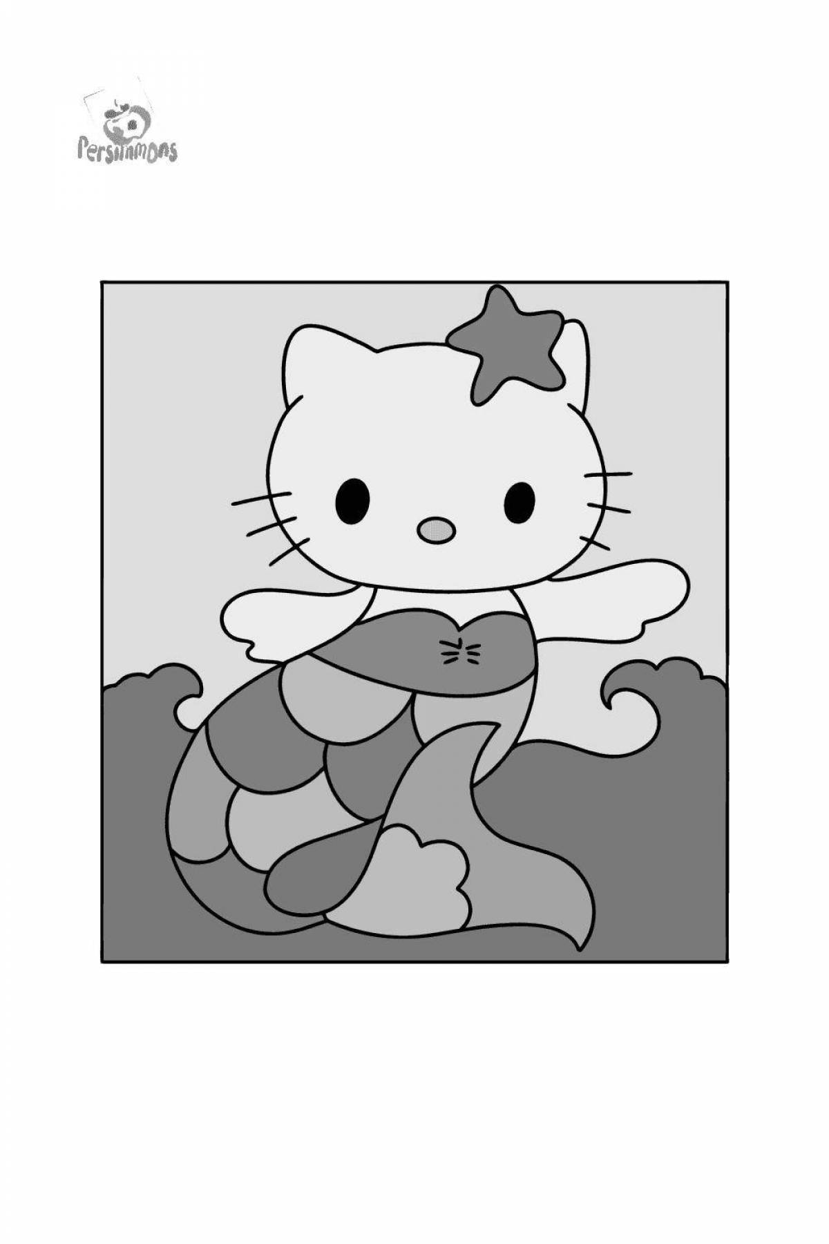 Ослепительная страница раскраски hello kitty mermaid