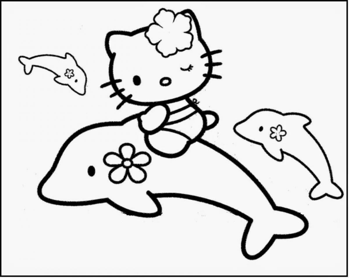 Экзотическая страница раскраски русалки hello kitty