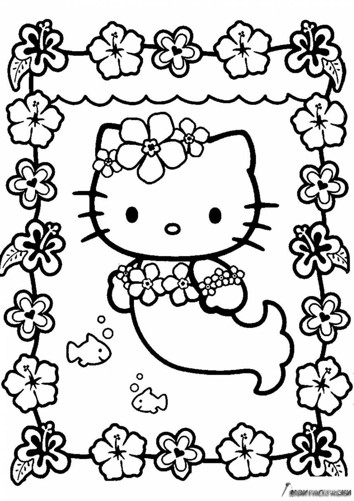 Elegant hello kitty mermaid coloring page