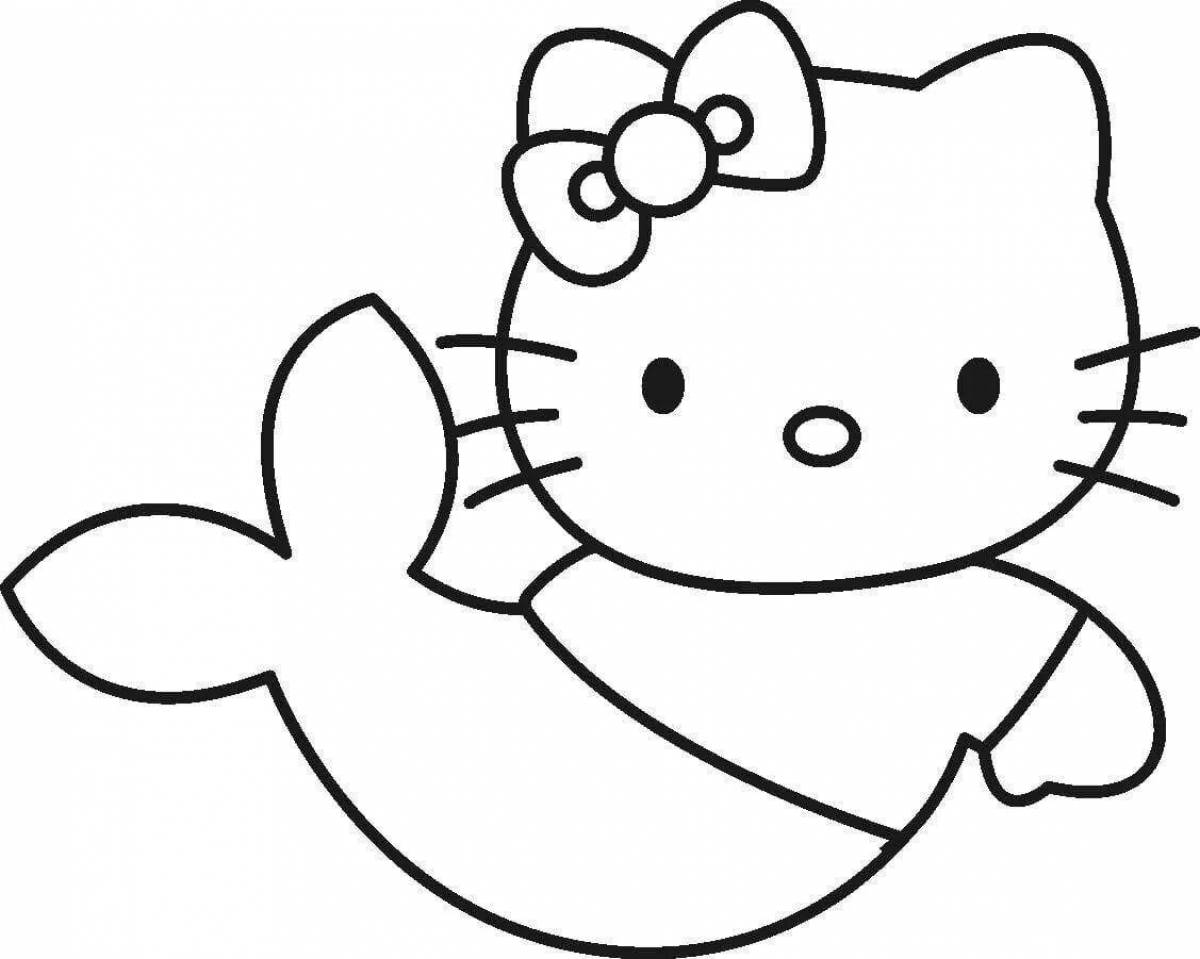 Сверкающая страница раскраски hello kitty mermaid