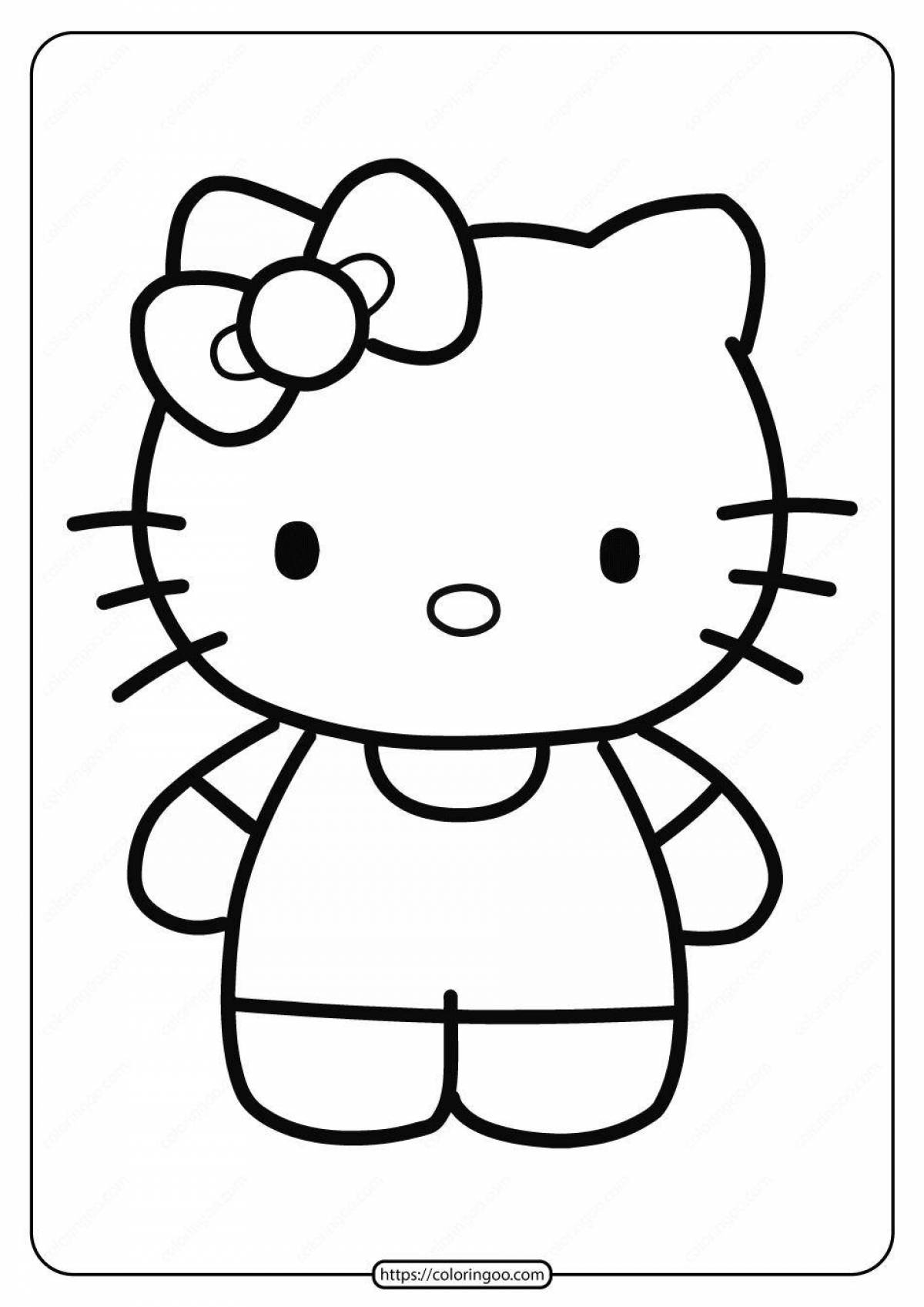 Colorful hello kitty face coloring page