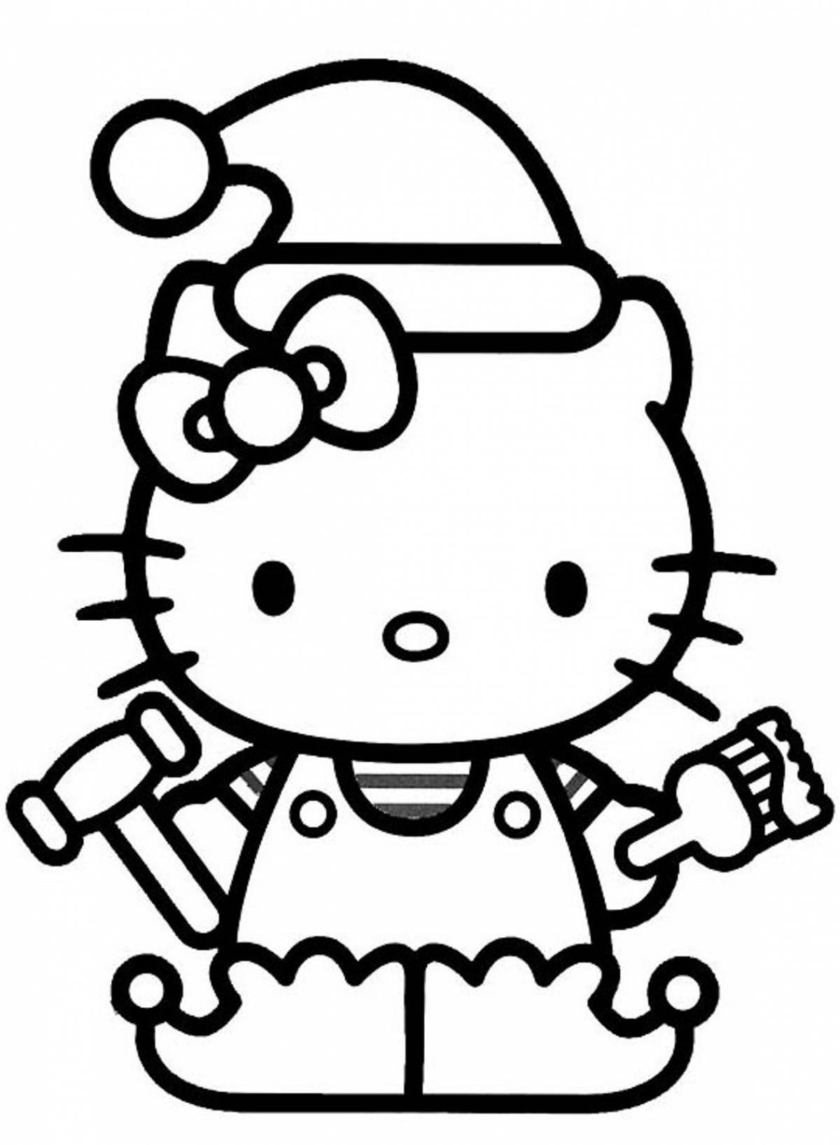 Awesome hello kitty face coloring page