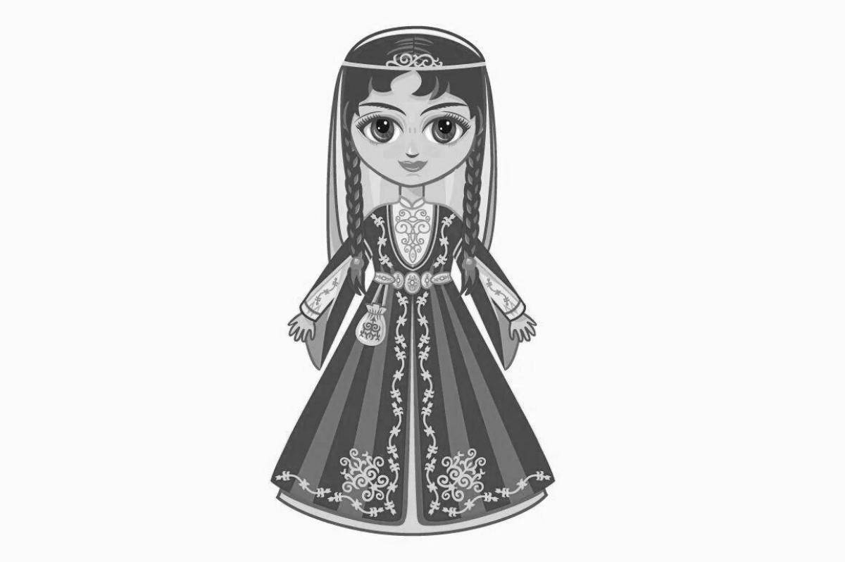 Armenian folk costume coloring page