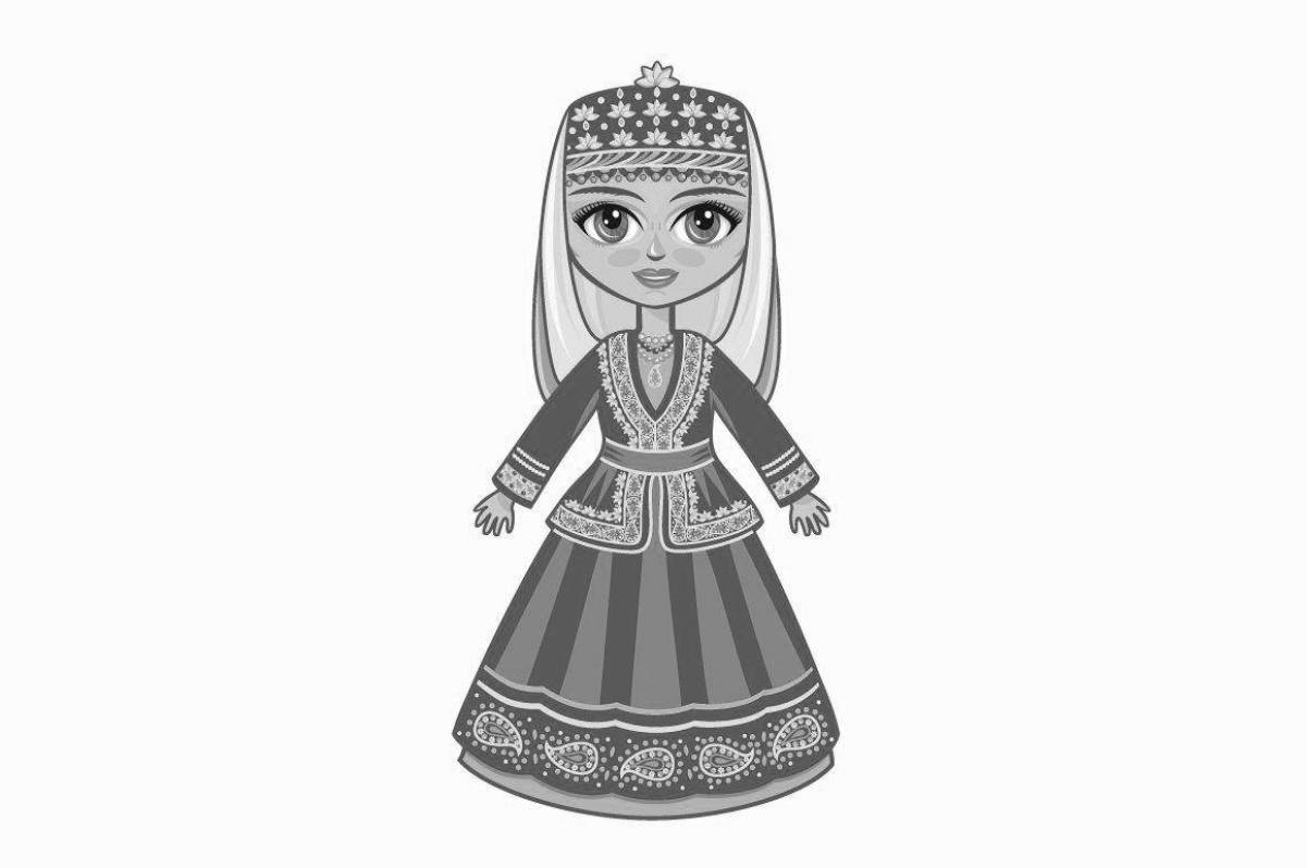 Coloring page elegant Armenian folk costume