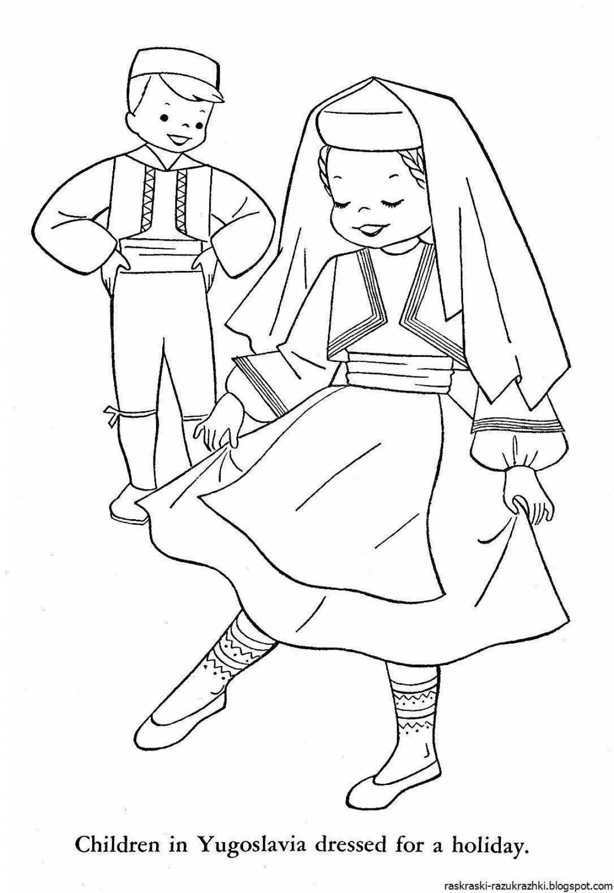 Coloring page delicate Armenian folk costume