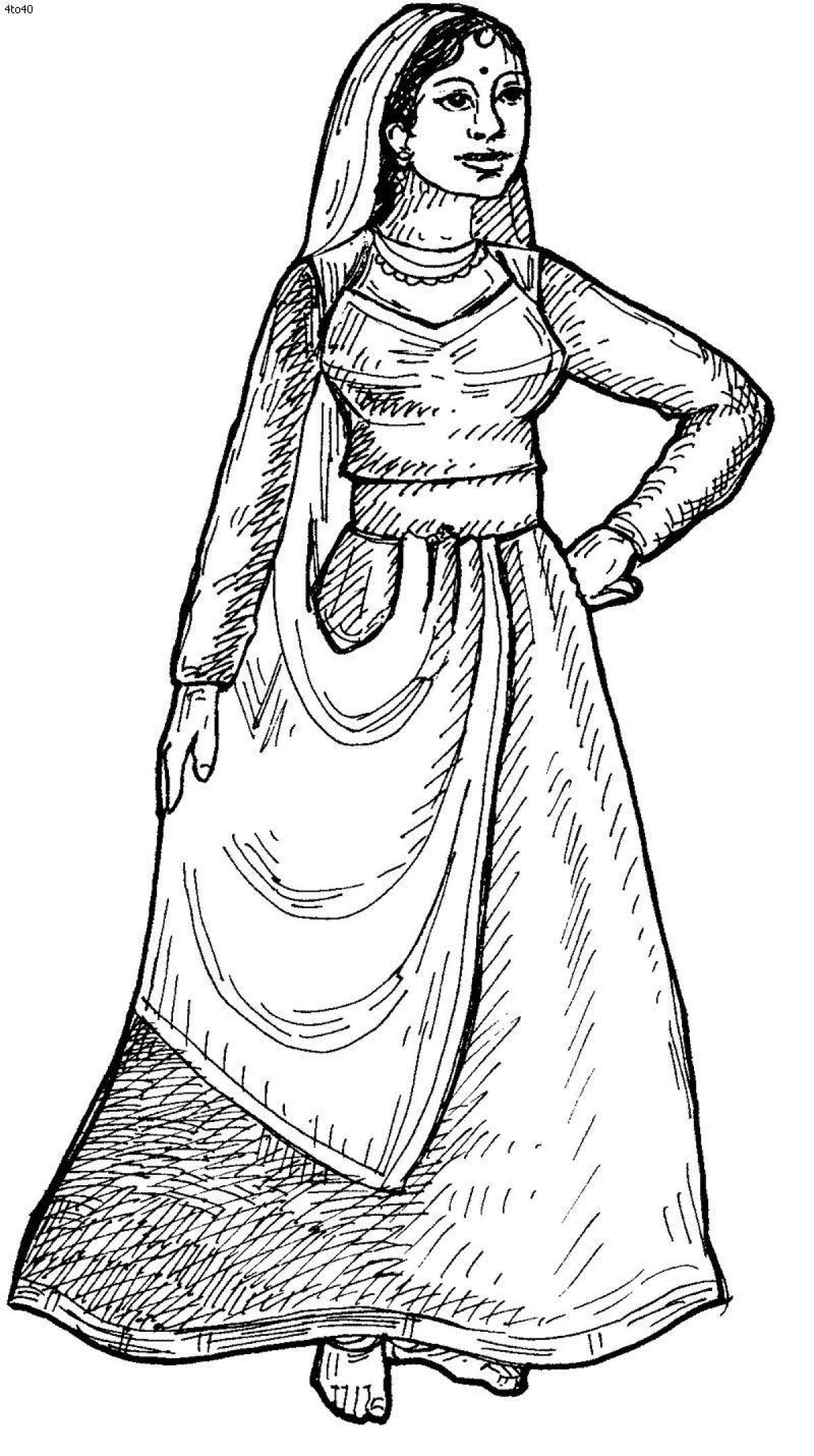 Coloring page intriguing Armenian folk costume