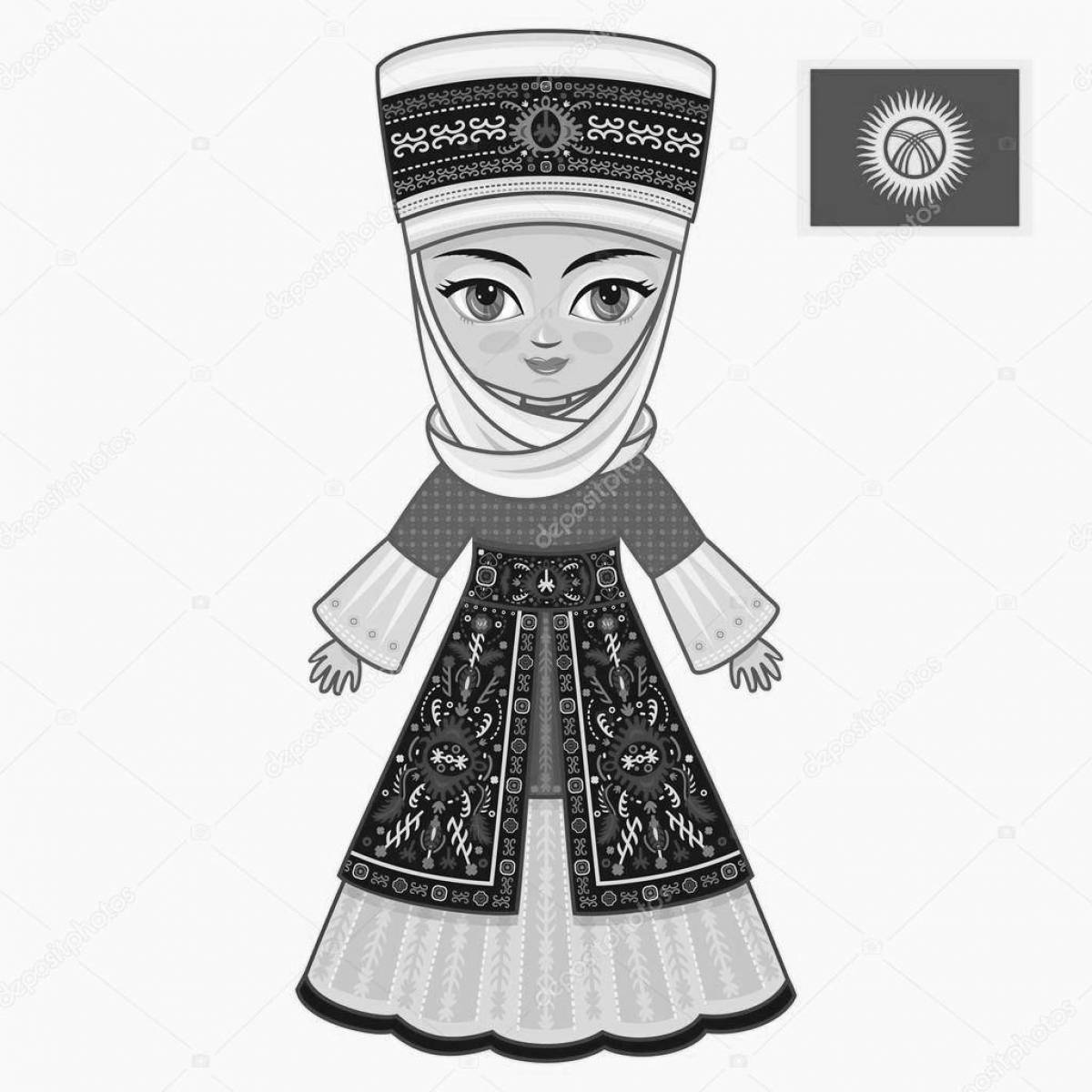 Coloring page charming Armenian folk costume