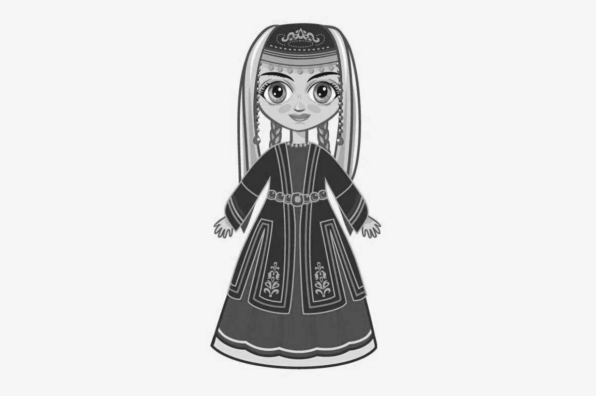 Coloring page large Armenian folk costume