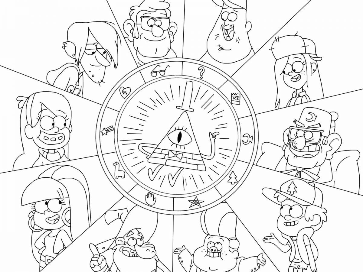 Crazy Color Mega Gravity Falls Coloring Page