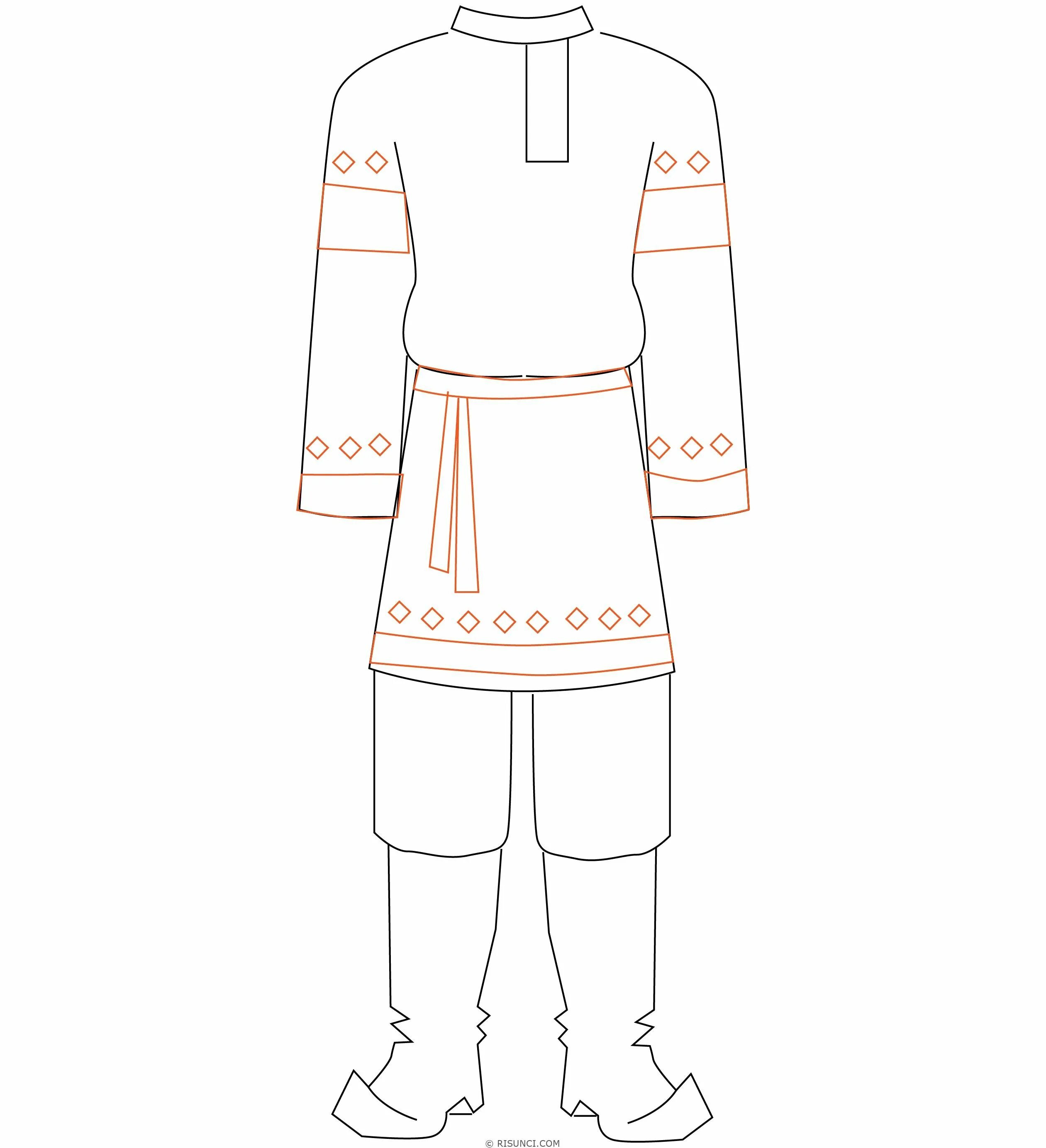 Coloring page luxurious Russian costume