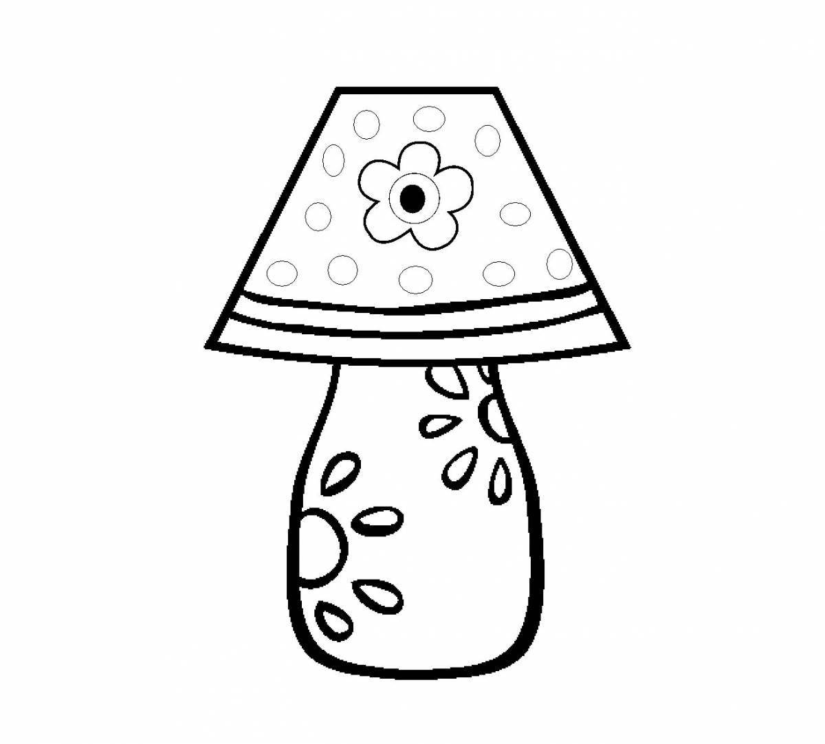 Playful floor lamp coloring page for kids