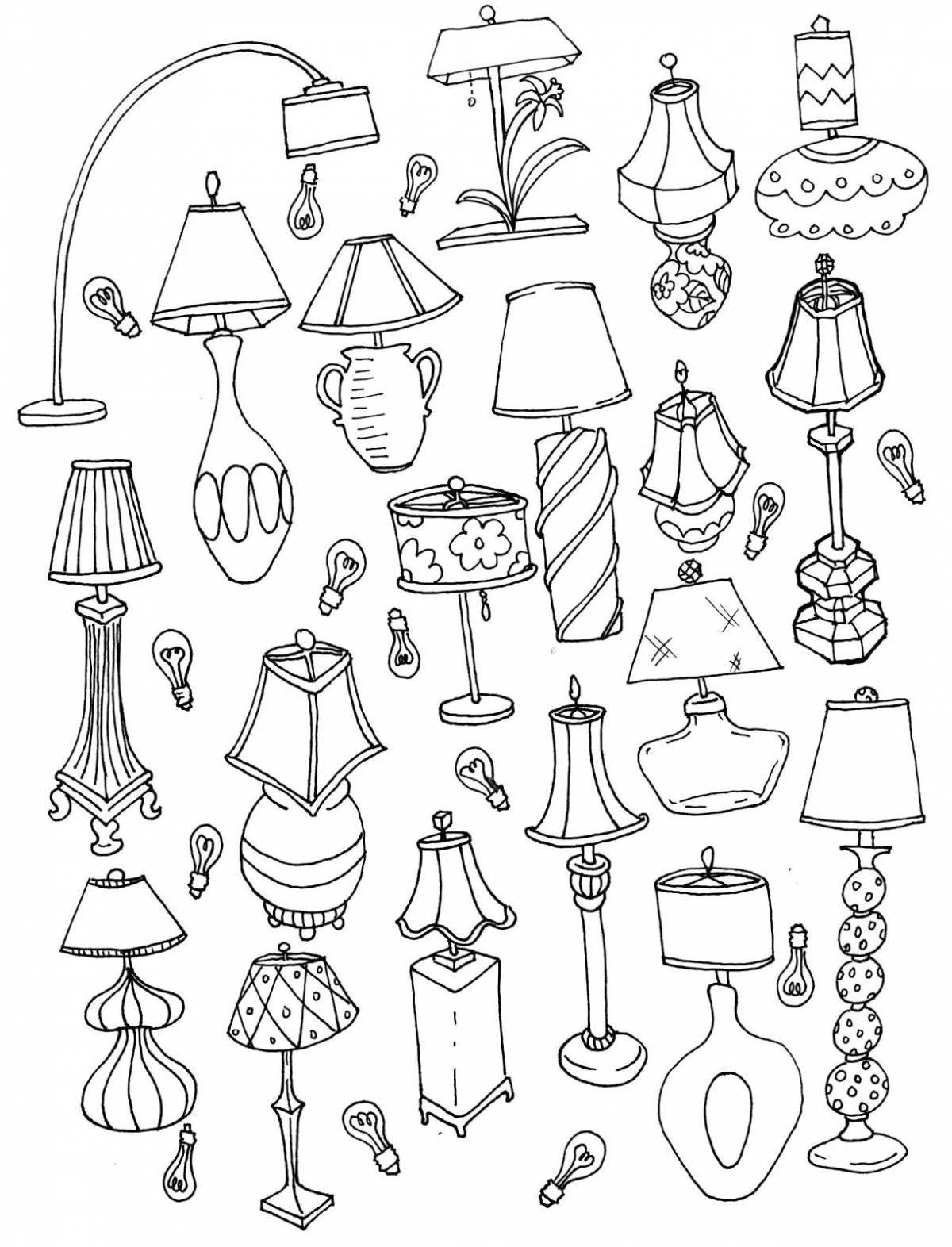 Adorable floor lamp coloring for kids