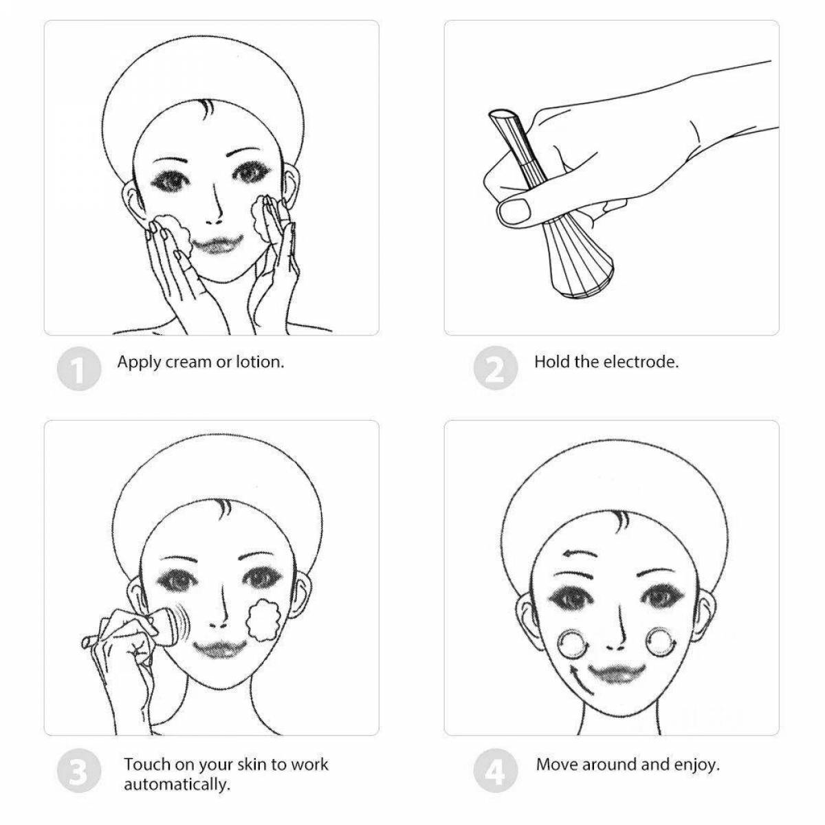 Coloring page inviting facial massager