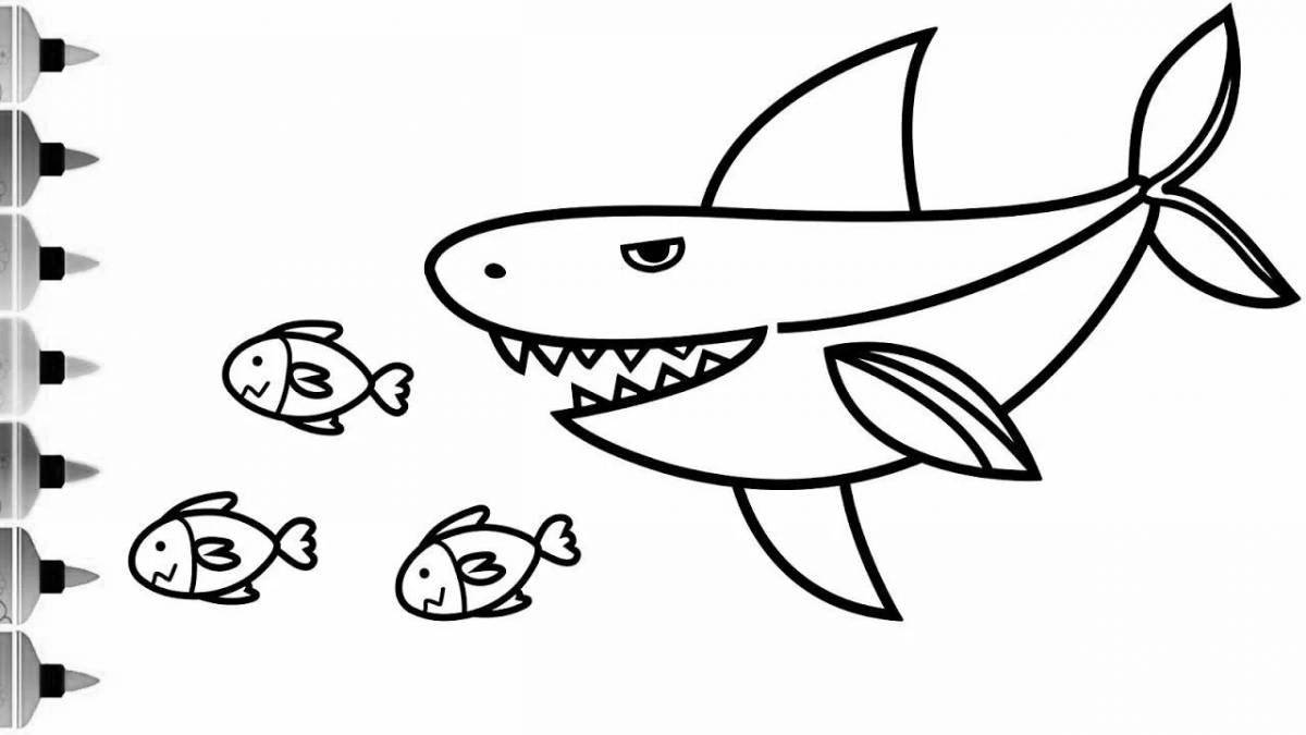 Яркая раскраска акулы для детей
