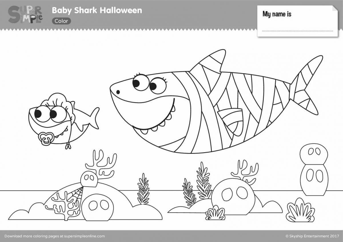 Playful shark coloring page for kids