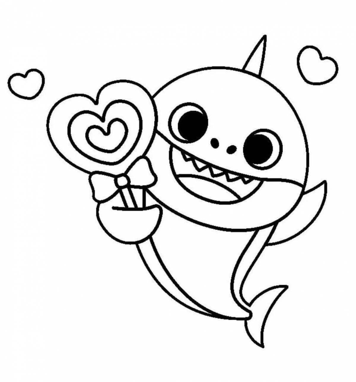 Adorable shark coloring book for kids