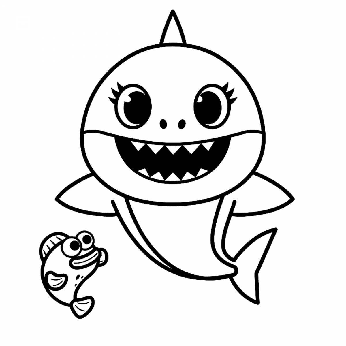 Сказочная акула-раскраска для детей