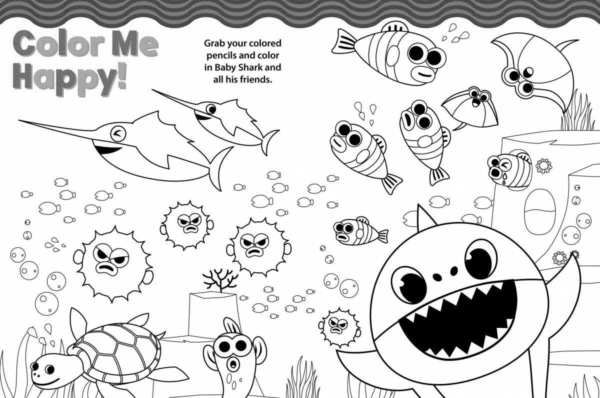 Анимированная страница раскраски акул для детей