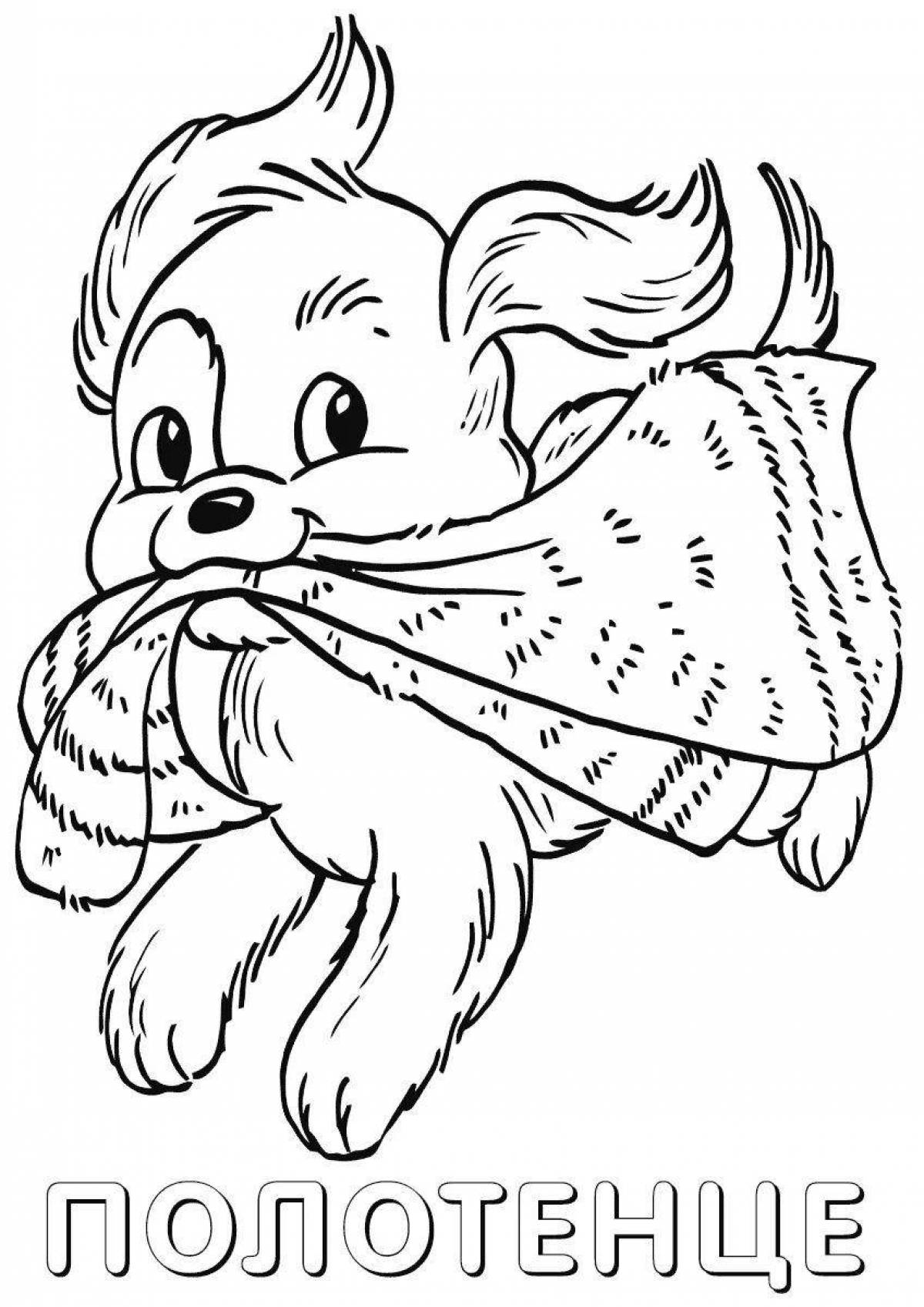 Vibrant coloring page of towels for kids
