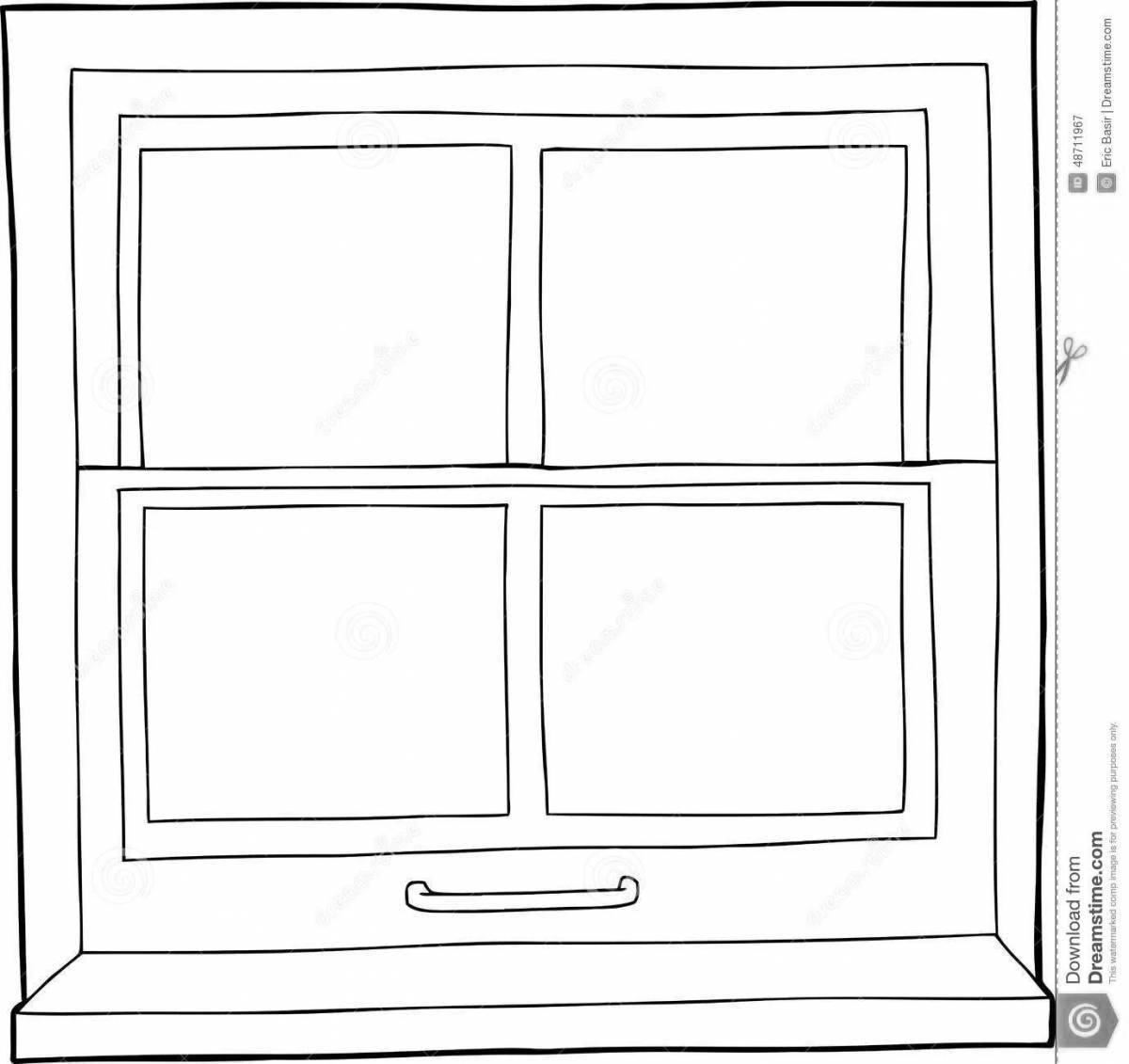 Colorful window coloring page for kids
