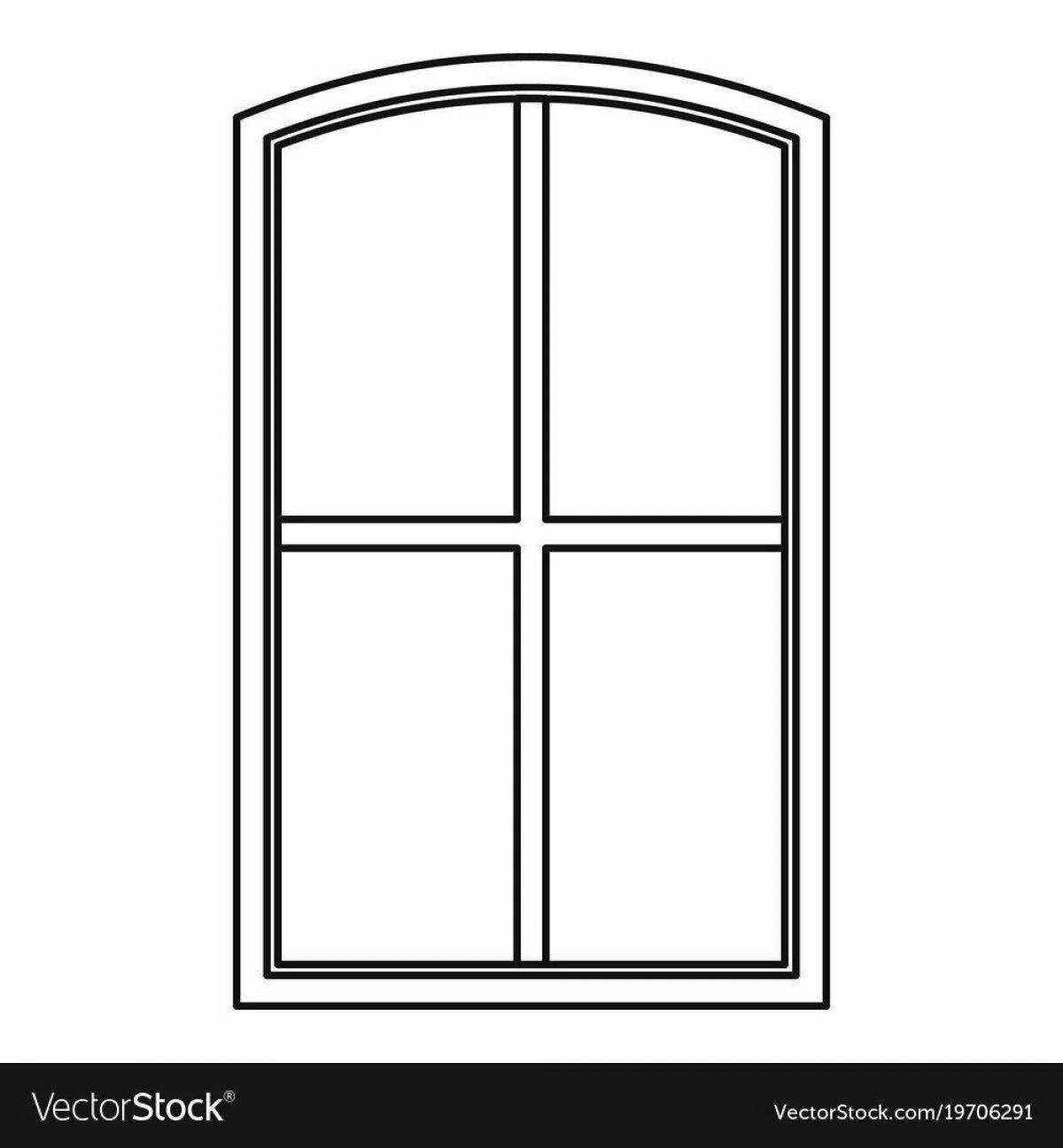 Playful window coloring page for kids