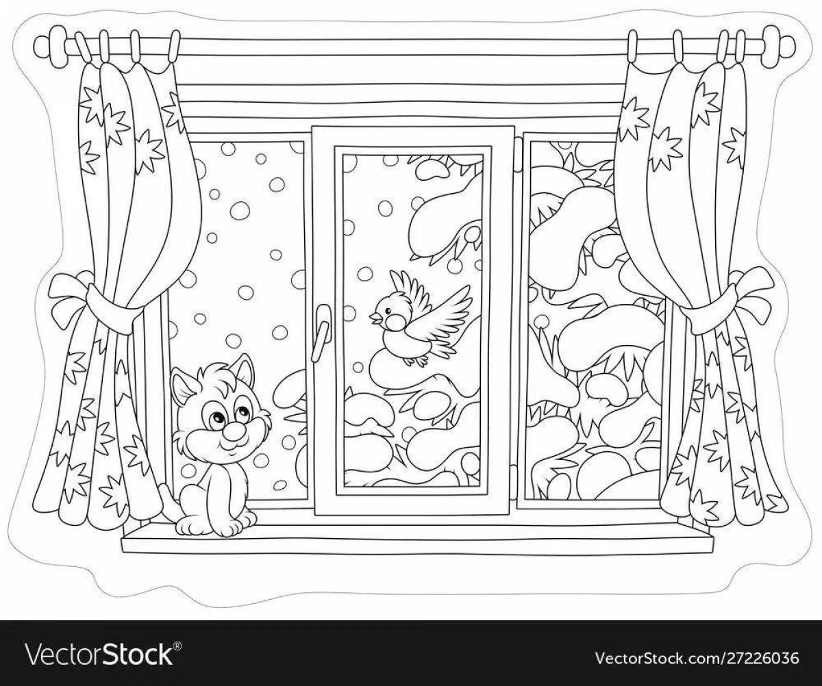 Photo Colorful window-adventure coloring book for kids