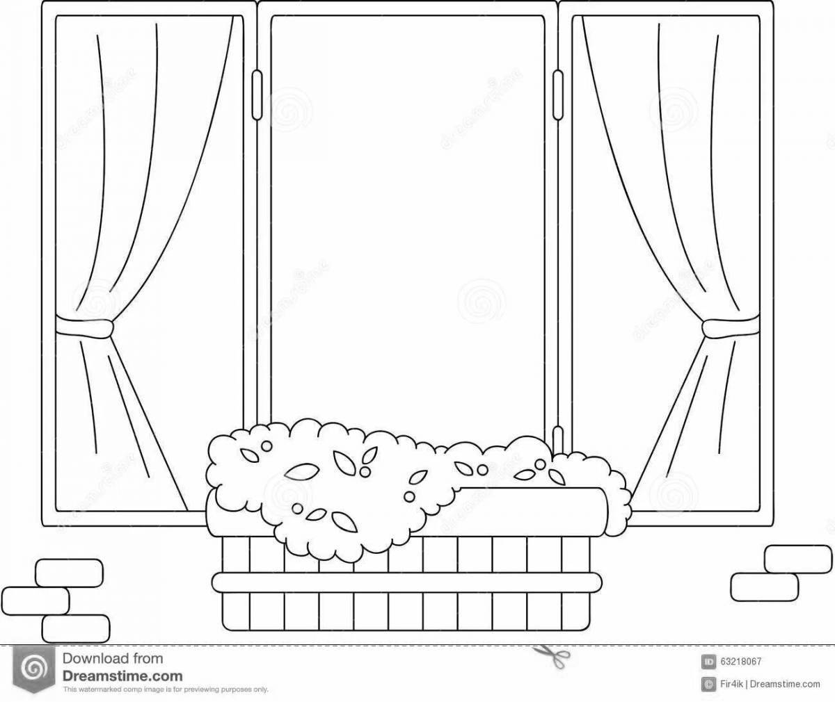 Coloring pages for kids with a colorful and exciting window