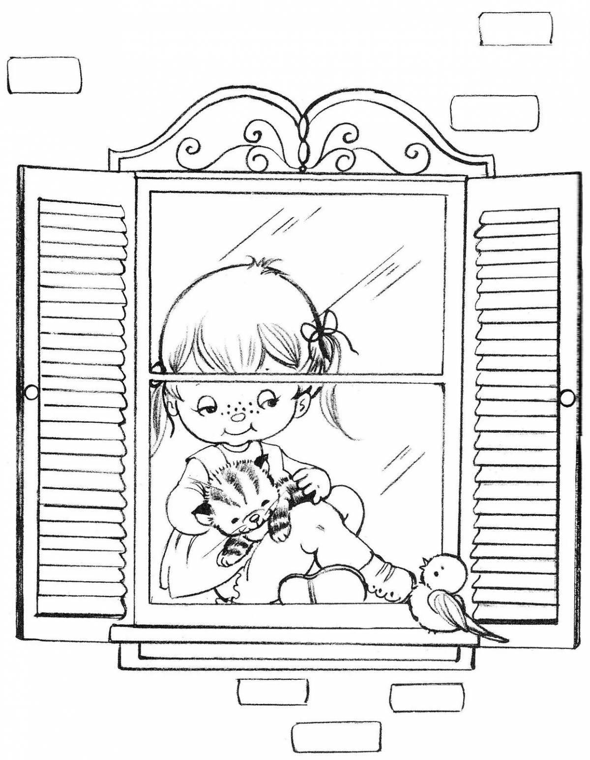 Colorful inspiration window coloring book for kids