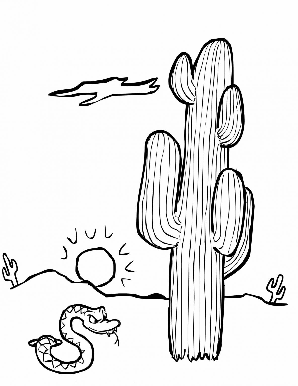 Colorful vibrant desert coloring page for kids