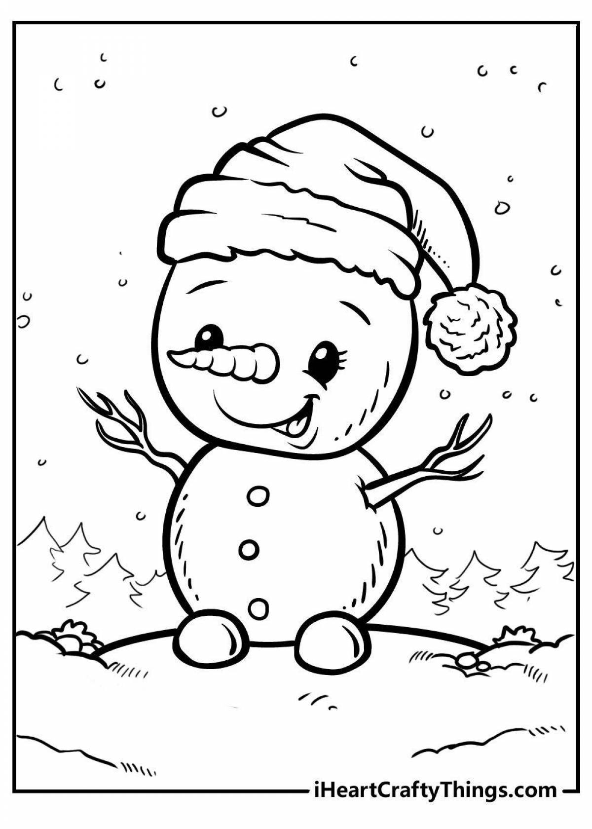 Playful snowman coloring book