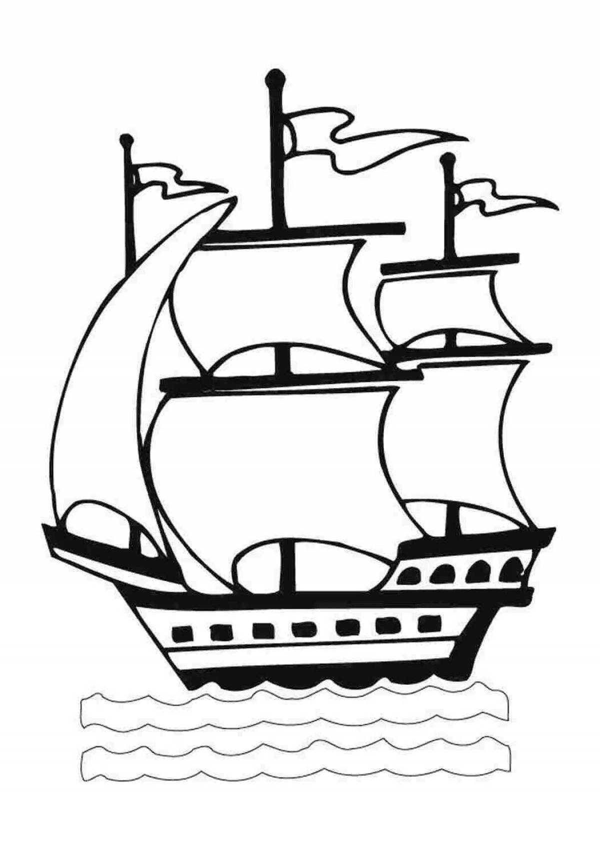 Grandiloquent coloring page ship with sails