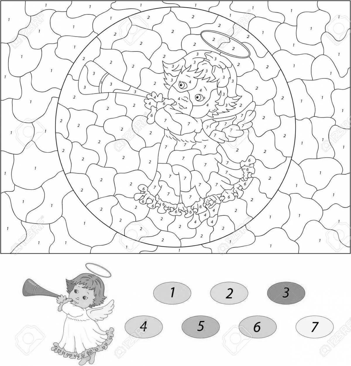Charming angel coloring by numbers