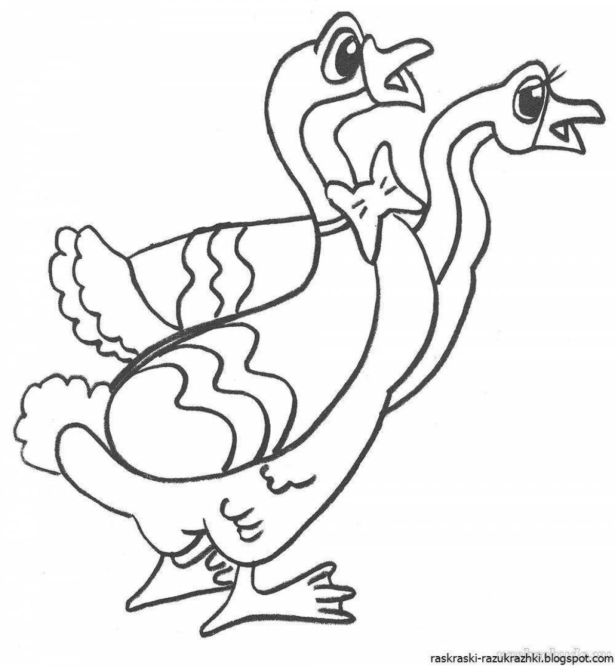 Joyful geese coloring page
