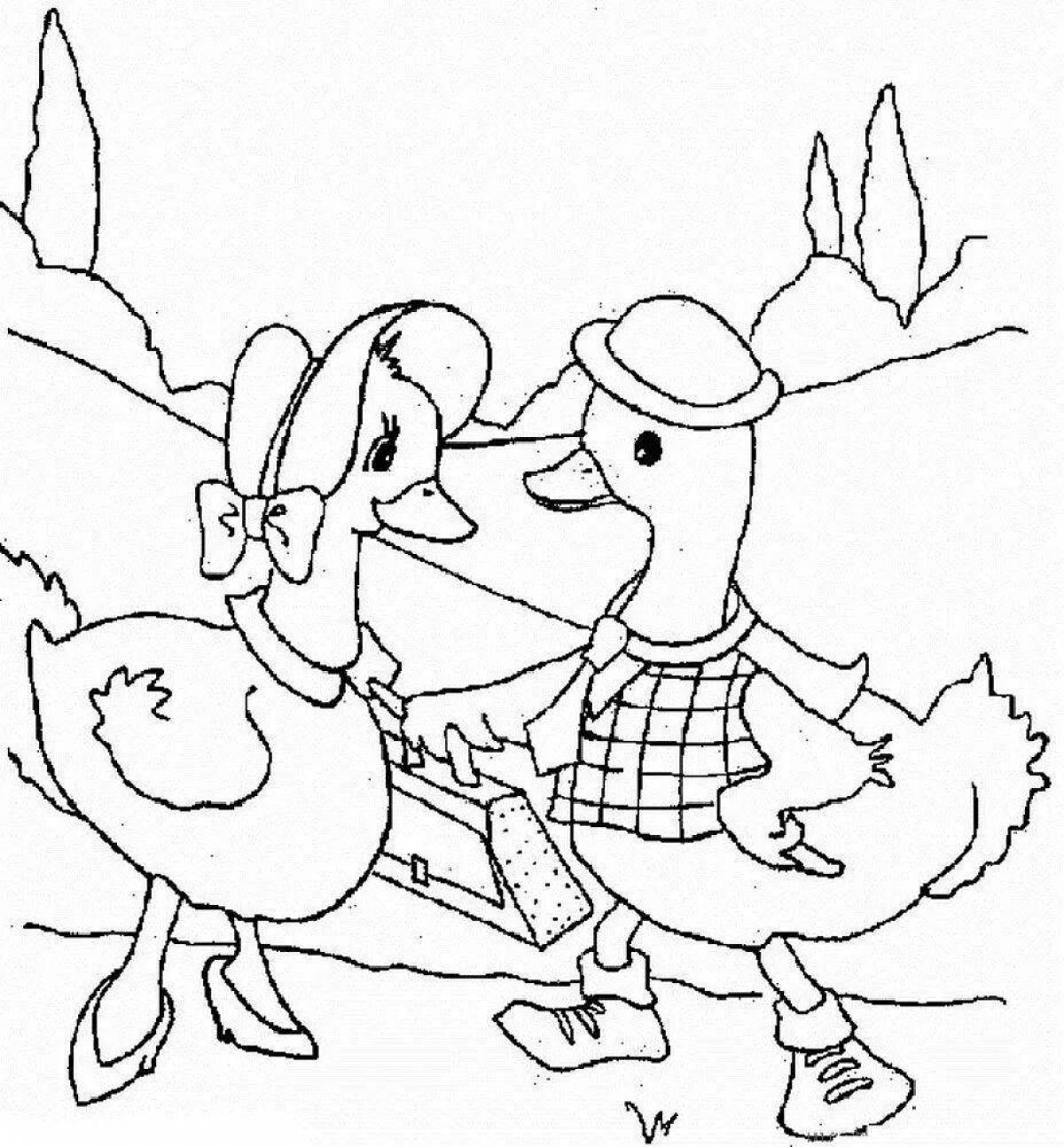 Coloring page enthusiastic geese