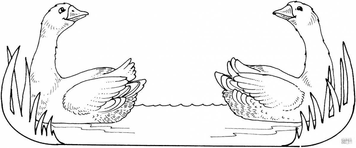 Holiday geese coloring page