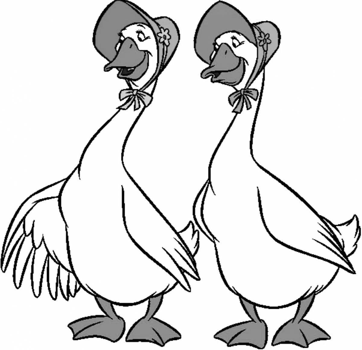 Animated geese coloring pages