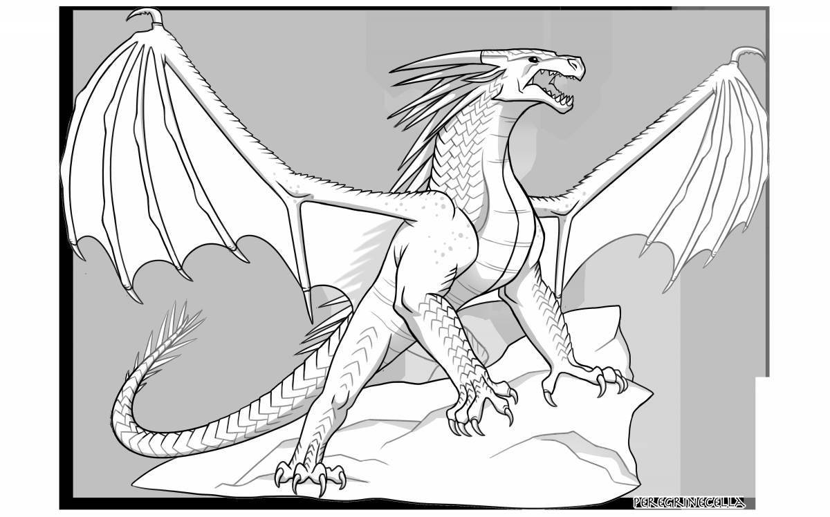 Страшная раскраска дракон с крыльями