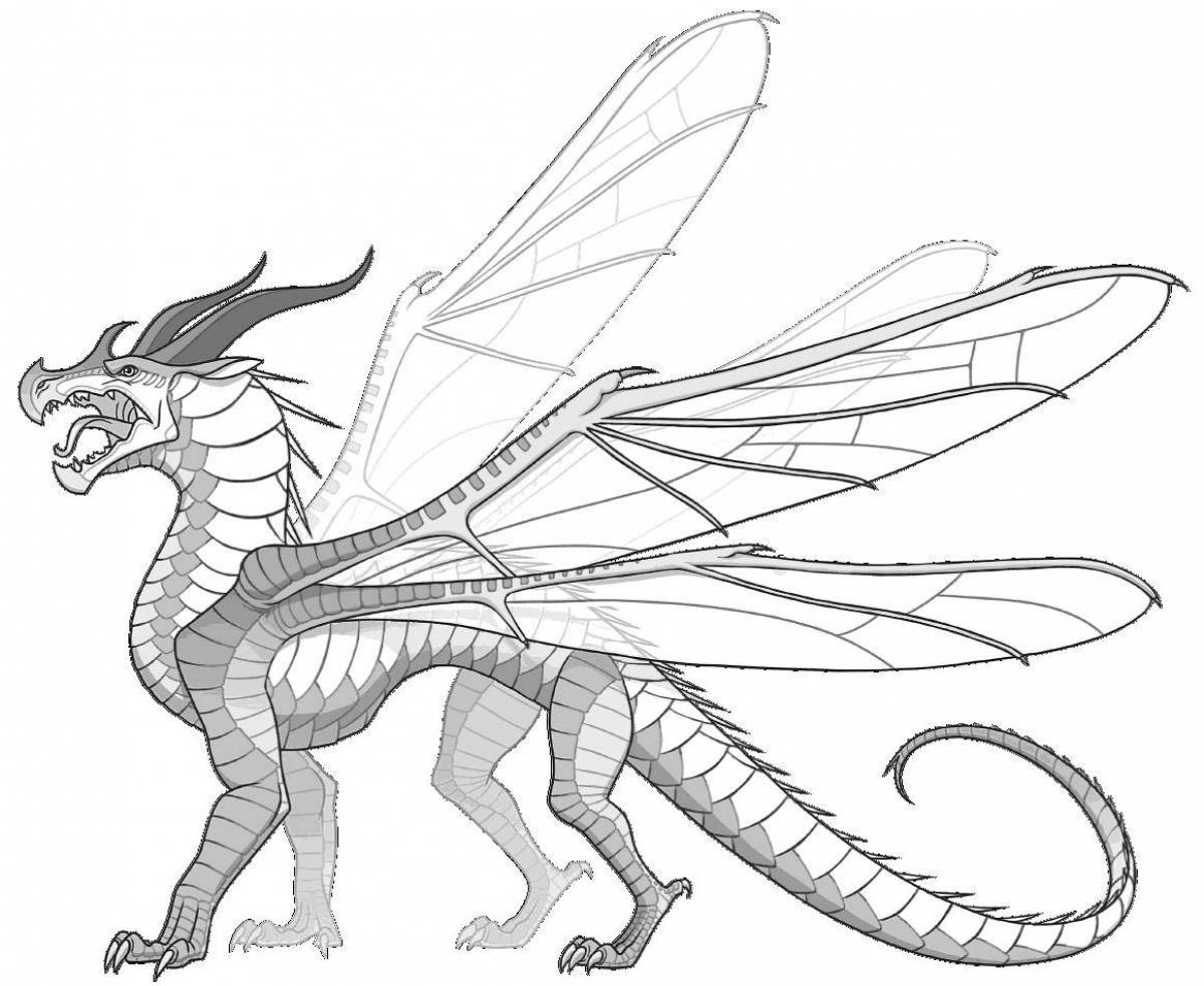 Королевская раскраска дракон с крыльями