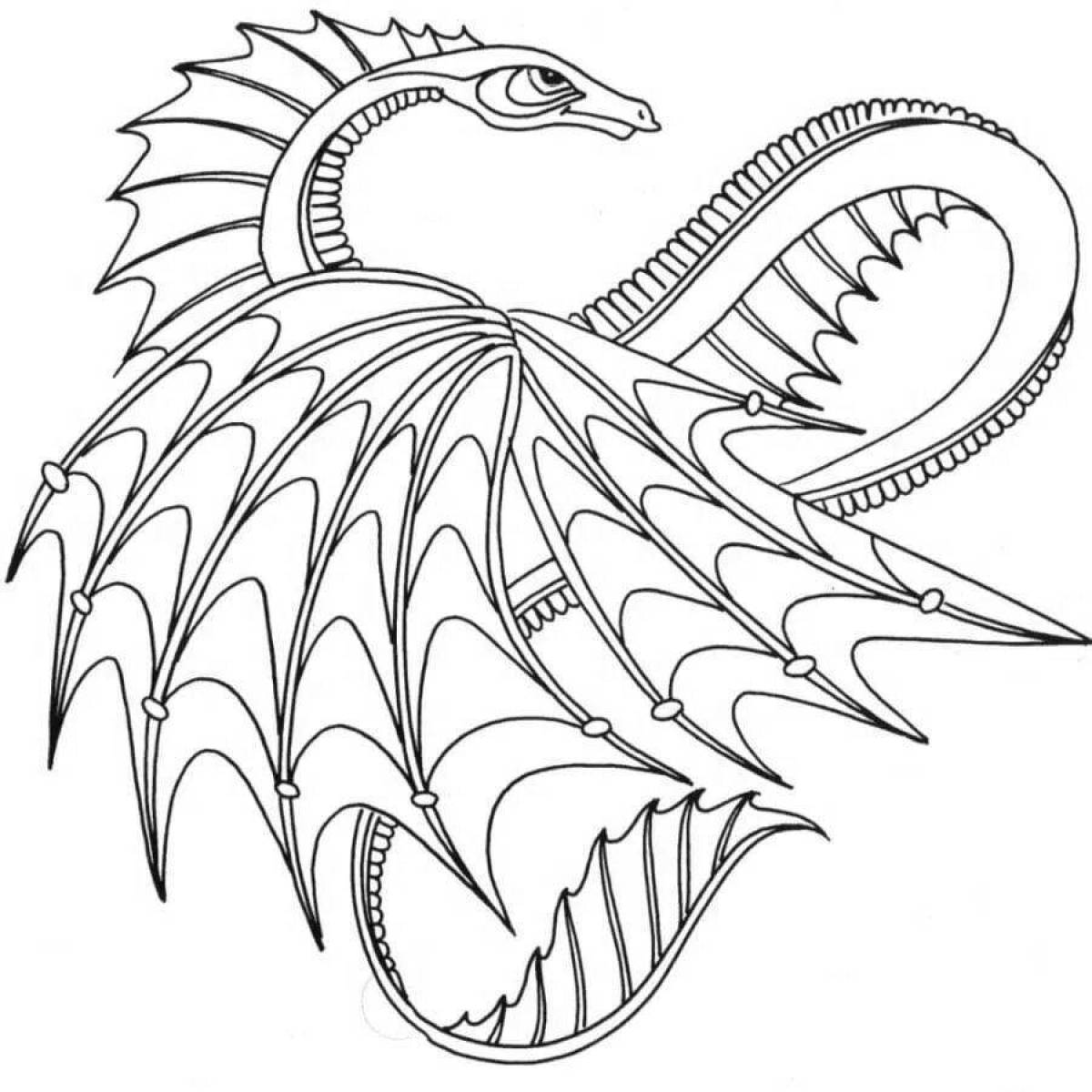 Great coloring dragon with wings